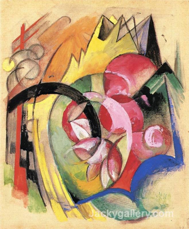 Coloful Flowers Abstract Forms by Franz Marc paintings reproduction